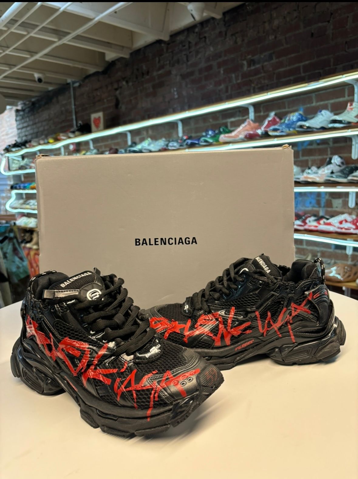 Balenciaga Runner Graffiti Black Red - Lightly Worn