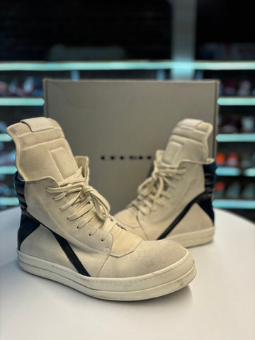 Rick Owens Geobasket Sneaker "Milk/Black" - Lightly Worn