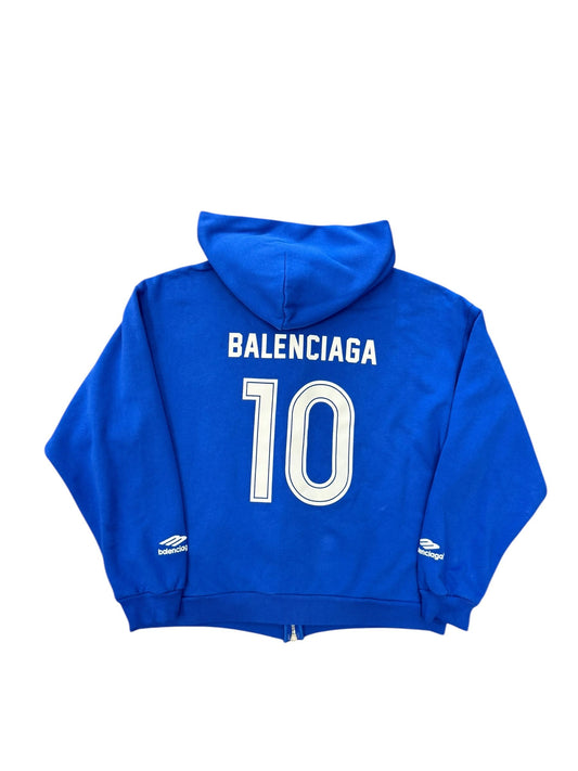 Balenciaga Blue Soccer Zip Up Hoodie - Lightly Worn
