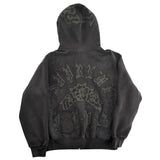 Supreme Leather Applique Zip Up Hooded Sweatshirt