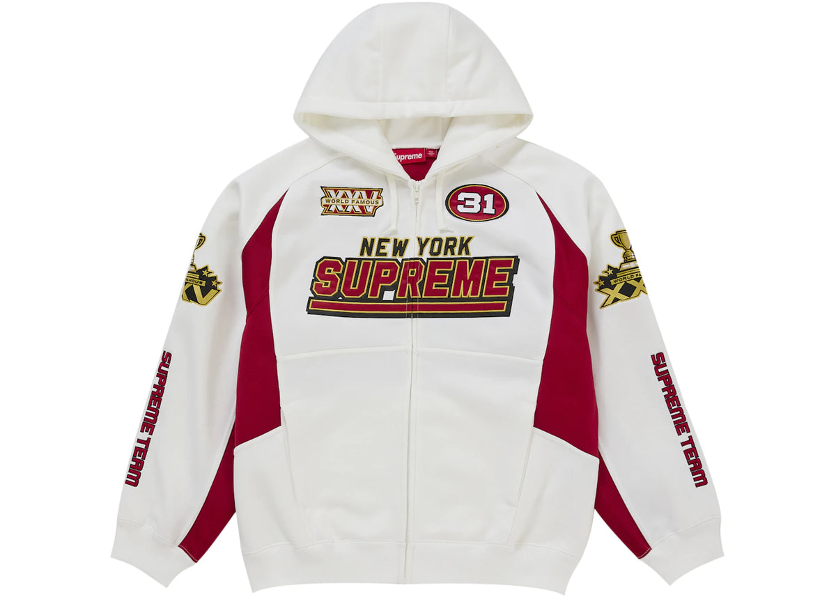 Supreme Football Zip Up Hooded Sweatshirt (FW25) White