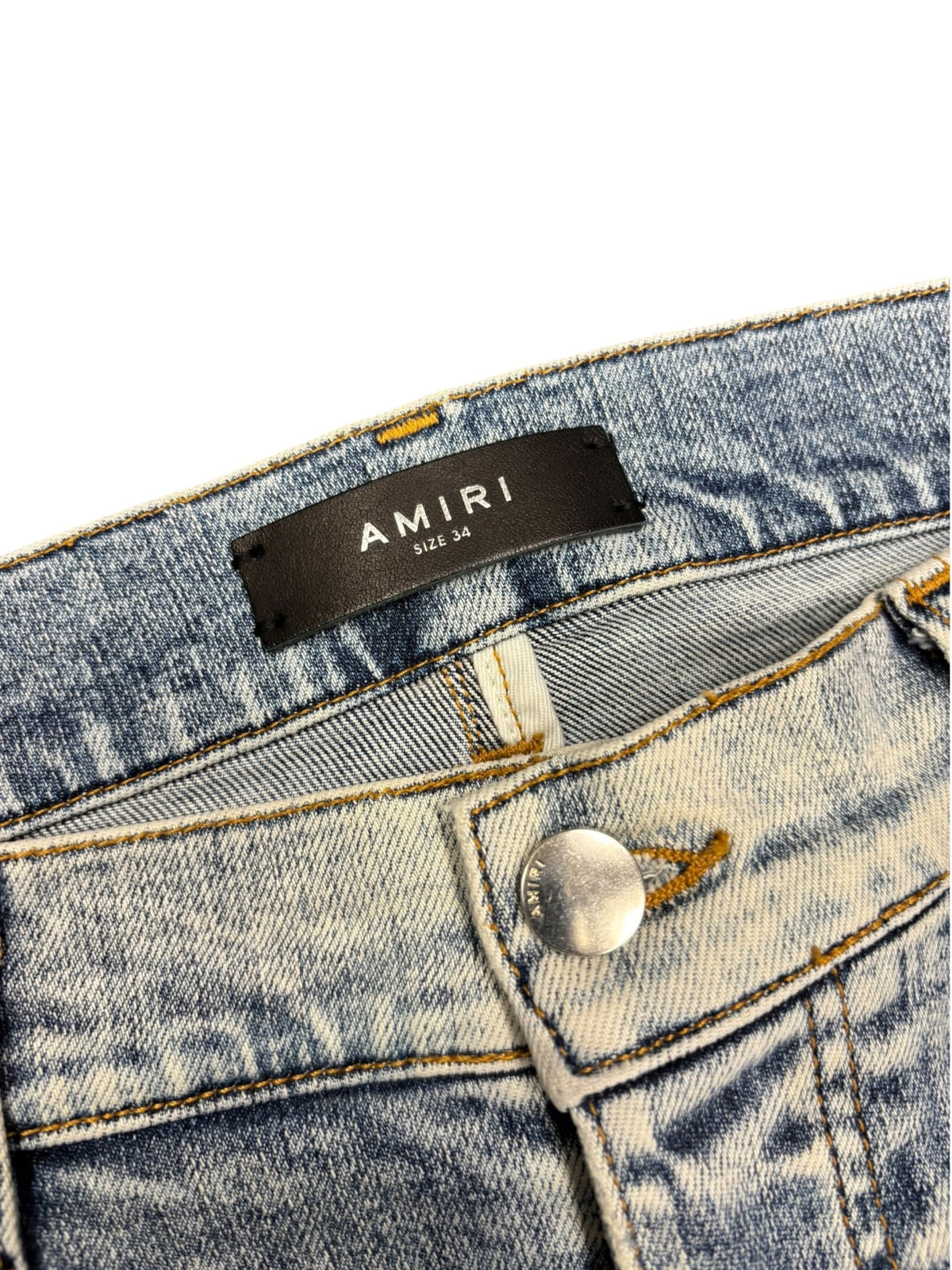 Amiri MX1 Leather Detail Skinny Jeans Stone Indigo