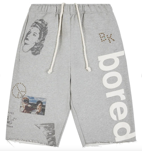 Boredom Kills Message Shorts Grey