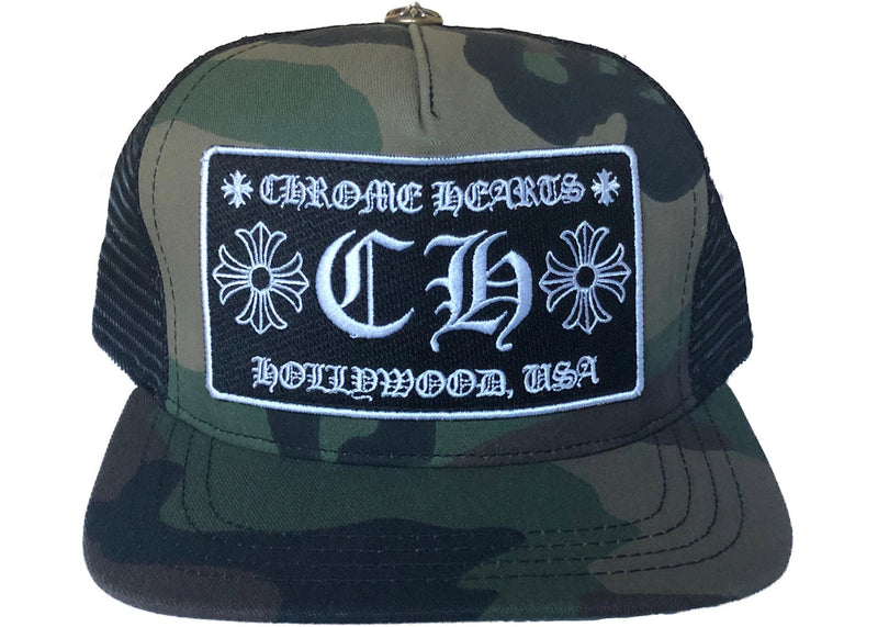 Chrome Hearts CH Hollywood Trucker Hat Camo/Black - Lightly Worn
