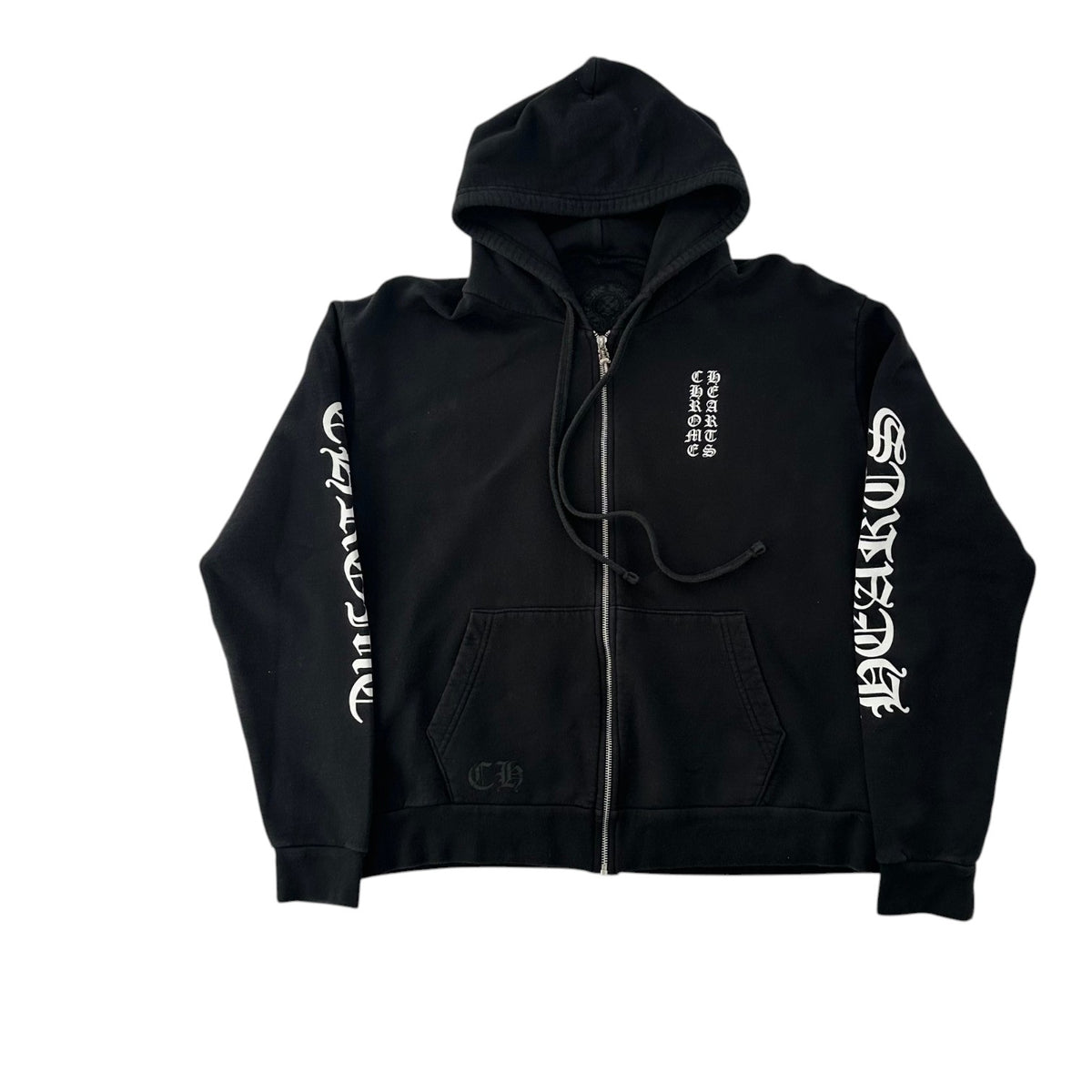 Chrome Hearts Vertical Logo Zip Up Hoodie Black