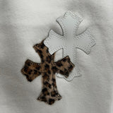 Chrome Hearts Leopard & White Leather Patch Sweatpants White