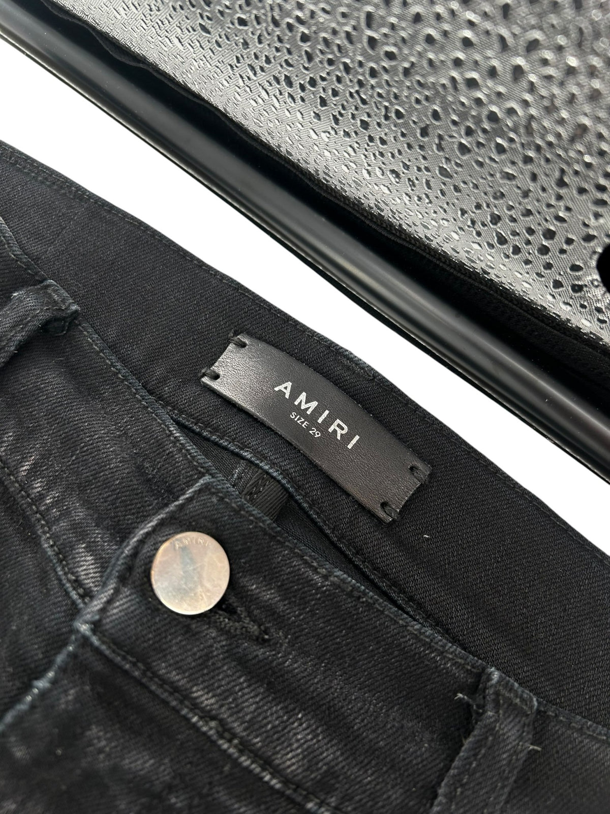 Amiri Camo Bone Patched Denim Black