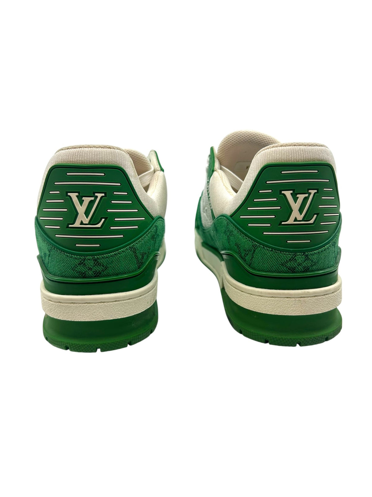 Louis Vuitton Trainer Green Monogram Denim White