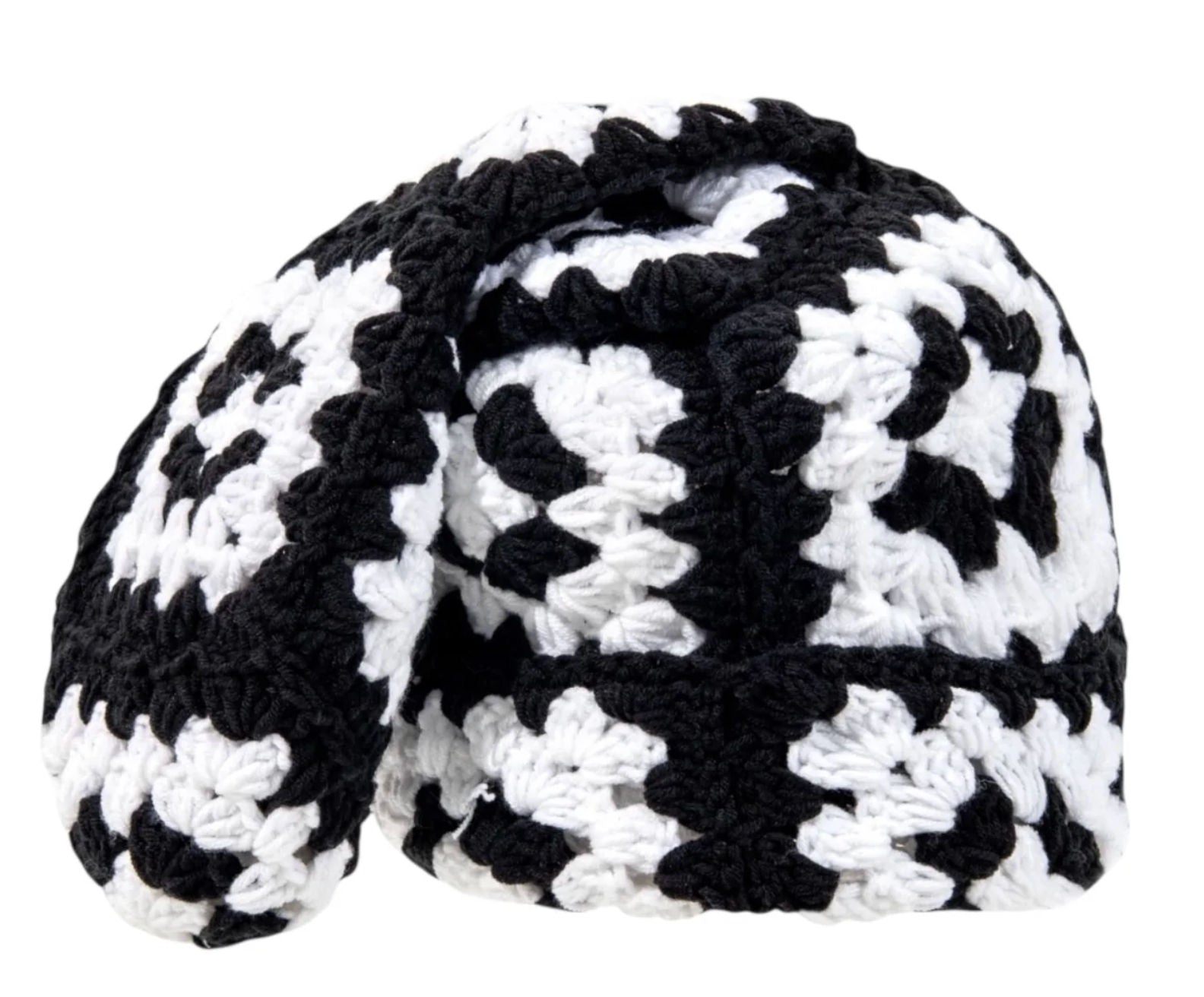 Arkyve Mono Square Crochet Sock Hat Black White