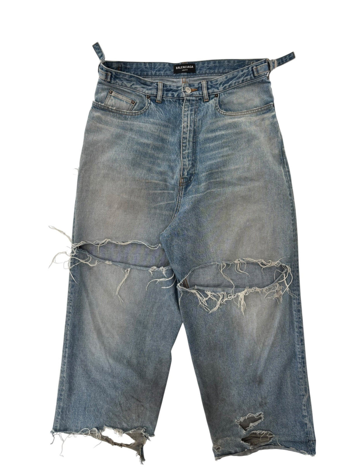 Balenciaga Destroyed Skater Jeans Blue