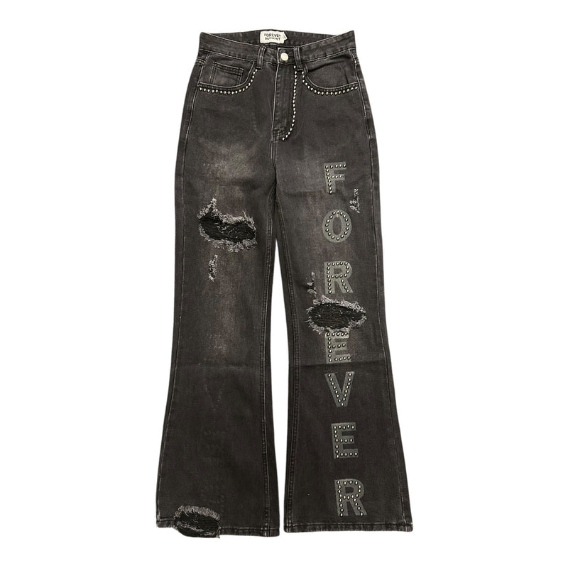 Forever Hungry Black Flare Jeans