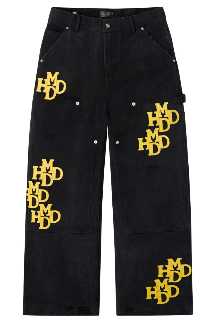 HMDD Canvas Carpenter Pant Black Yellow Patches