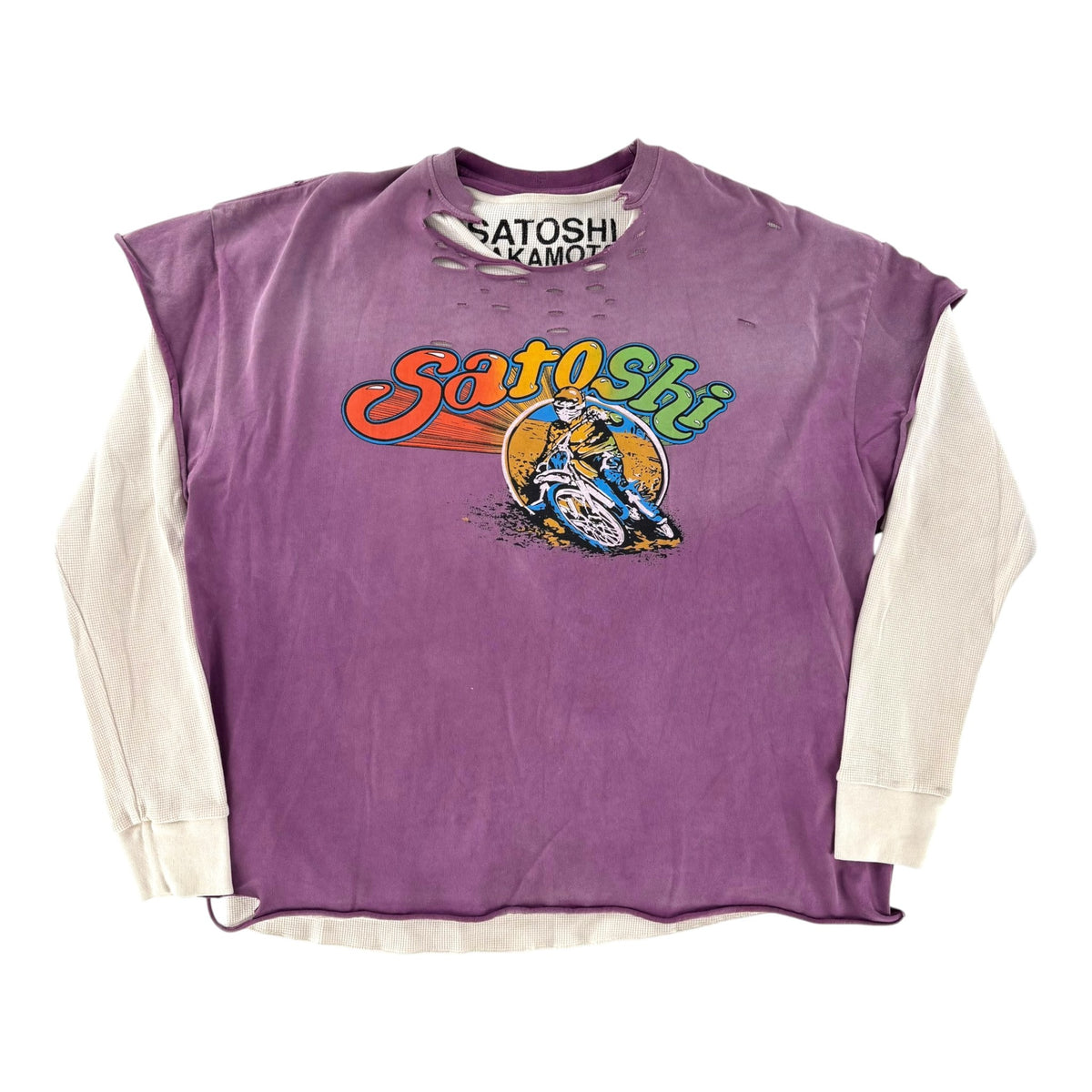 Satoshi Nakamoto 1977 Dirtbike Thermal Tee Washed Purple
