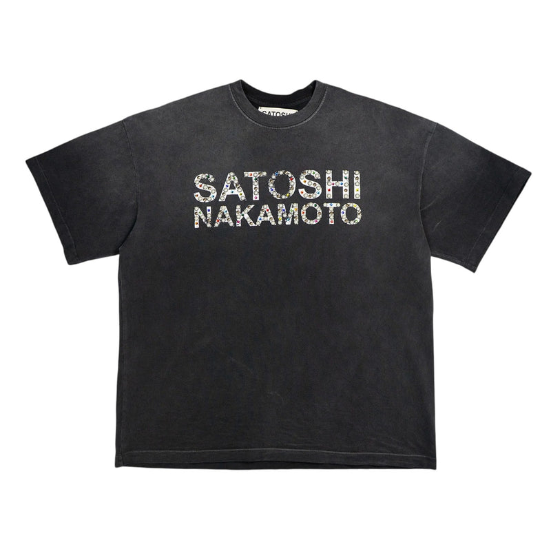 Satoshi Pearl Studded Logo Tee Black