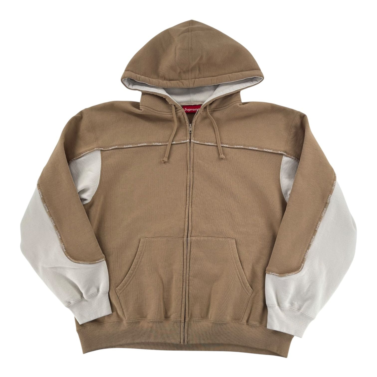 Supreme Piping Zip Up Hooded Sweatshirt Brown