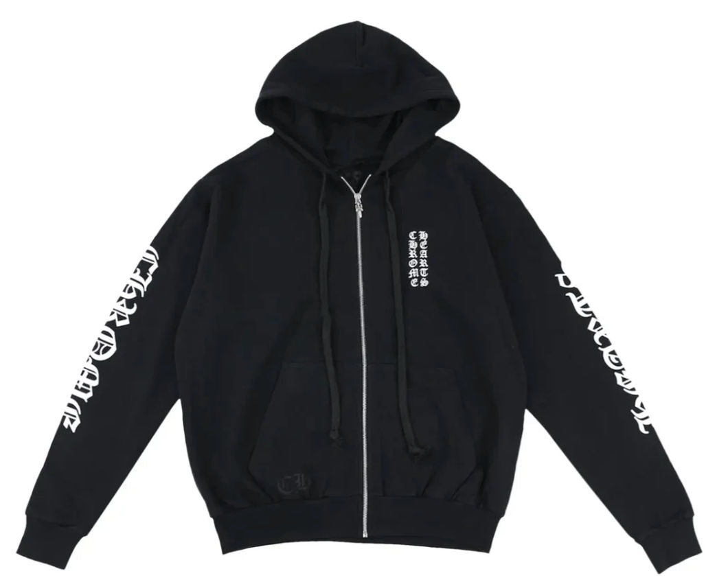 Chrome Hearts Vertical Letter Zip Hoodie Black