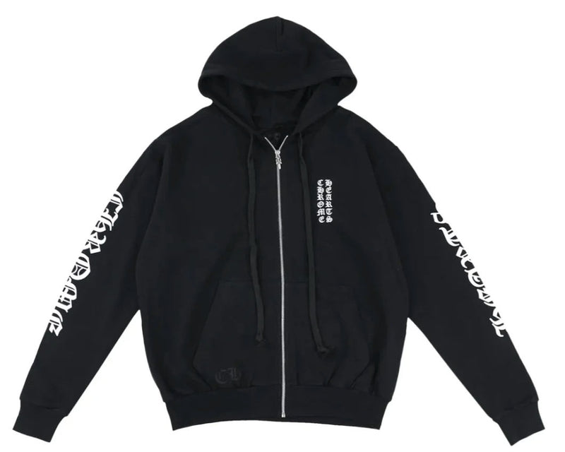 Chrome Hearts Vertical Letter Zip Hoodie Black