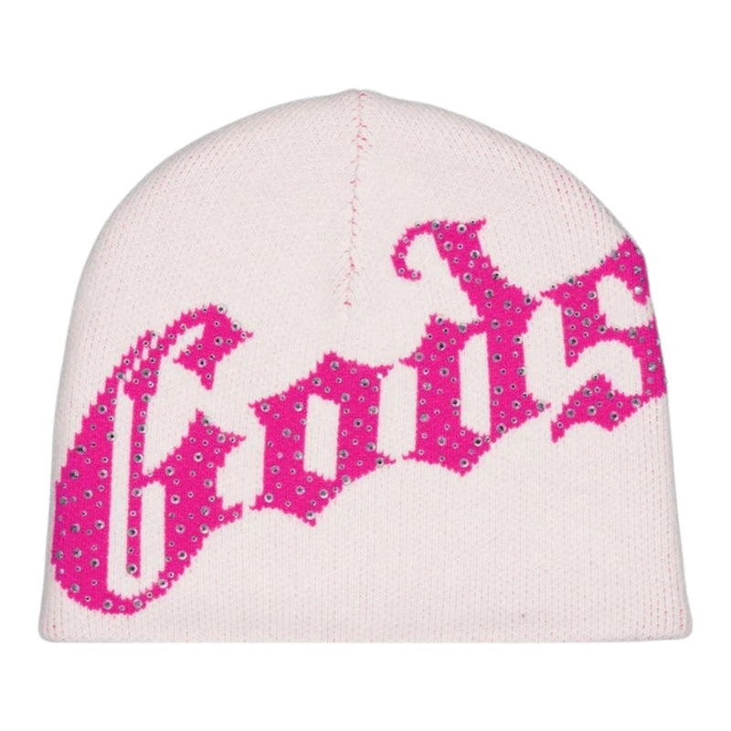 OG Logo Studded Beanie Pink White