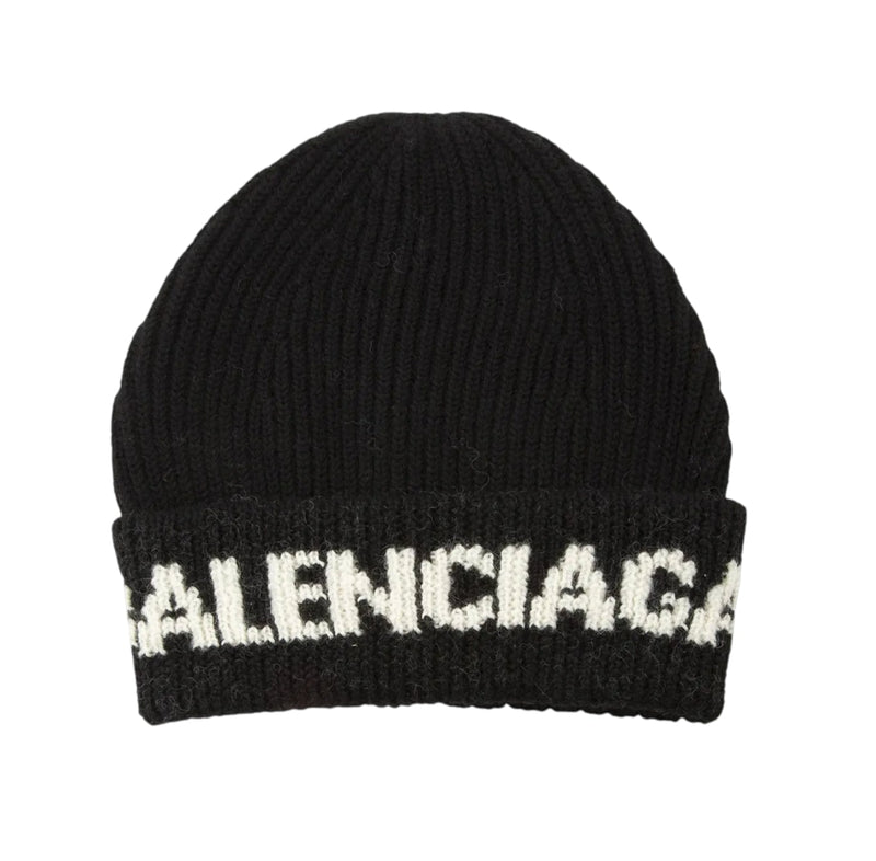 Balenciaga Logo Beanie Black