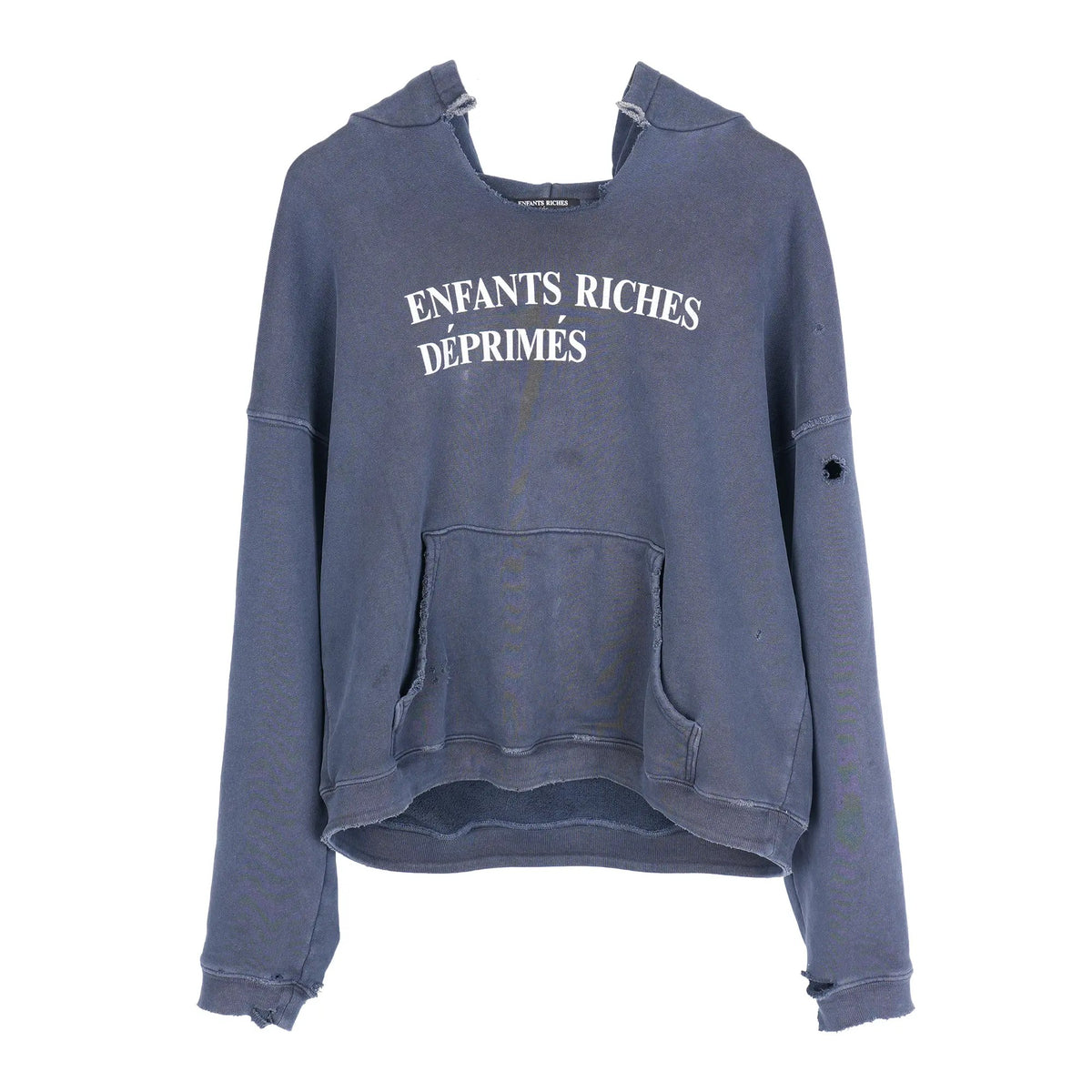ERD Neck Cut Logo Hoodie Blue