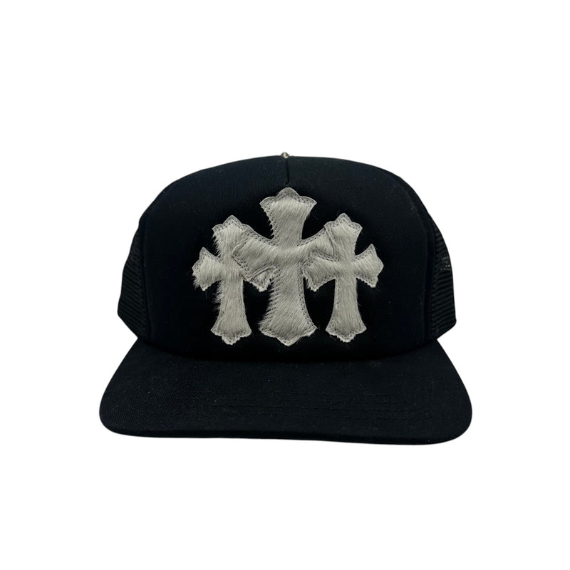 Chrome Hearts Pony Hair Cemetery Cross Patch Trucker Hat