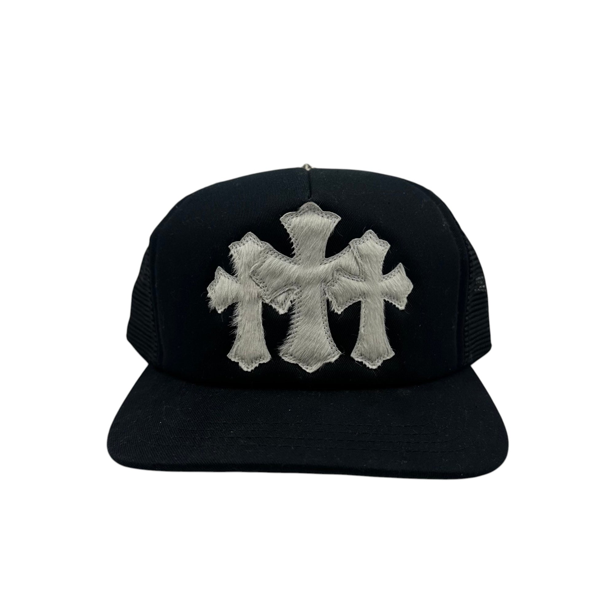 Chrome Hearts Pony Hair Cemetery Cross Patch Trucker Hat
