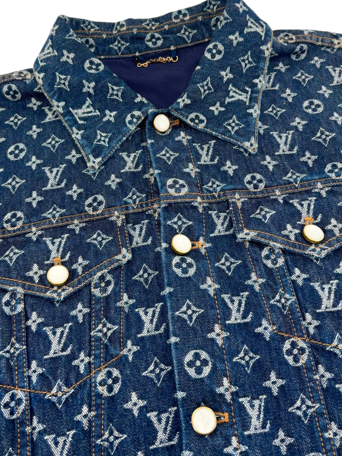 Louis Vuitton Old Flower Printed Denim Jacket Blue