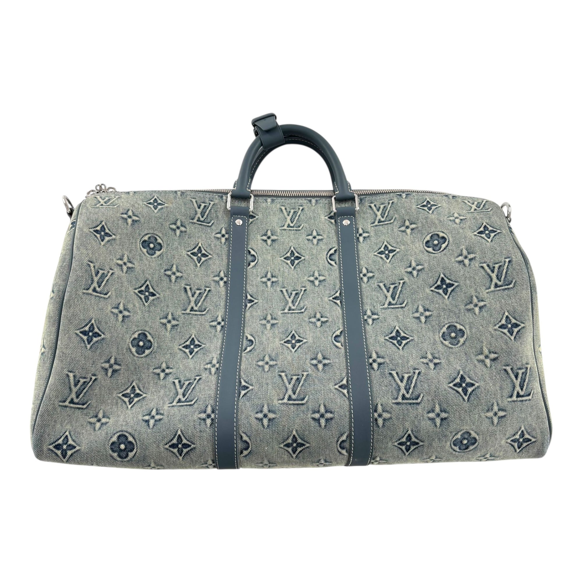 Louis Vuitton Keepall Bandouliere 50 Monogram Washed Denim Coated Canvas