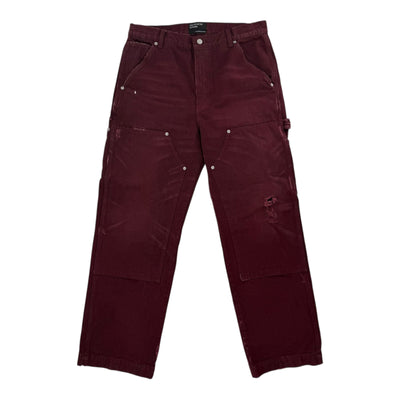 ERD Distressed Carpenter Pants Red Lightly Worn