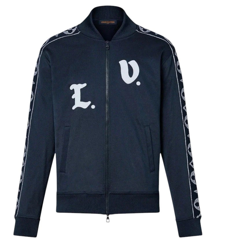 Louis Vuitton Flower Band Embroidered Track Jacket Navy
