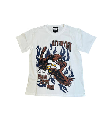 Retrovert Tee "Firebird" White/Blue