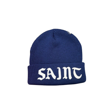 Saint Michael Logo Knit Beanie "Navy"