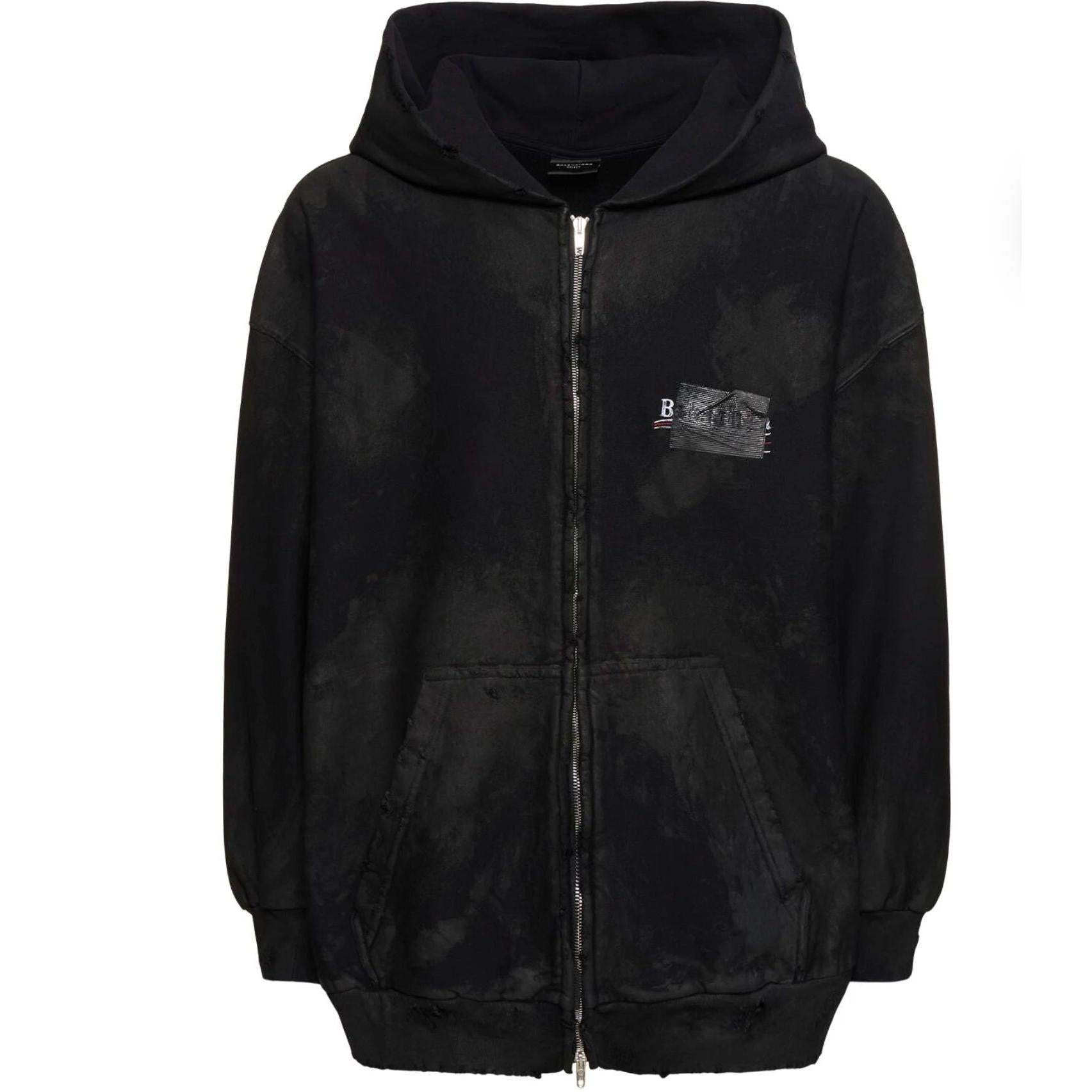 Balenciaga Tape Zip Up Hoodie "Black"
