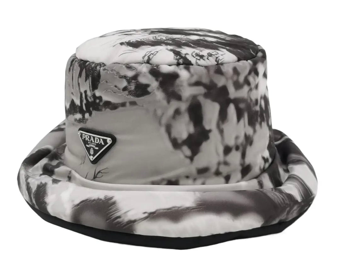 Prada Puffer Snow Camo Bucket Hat