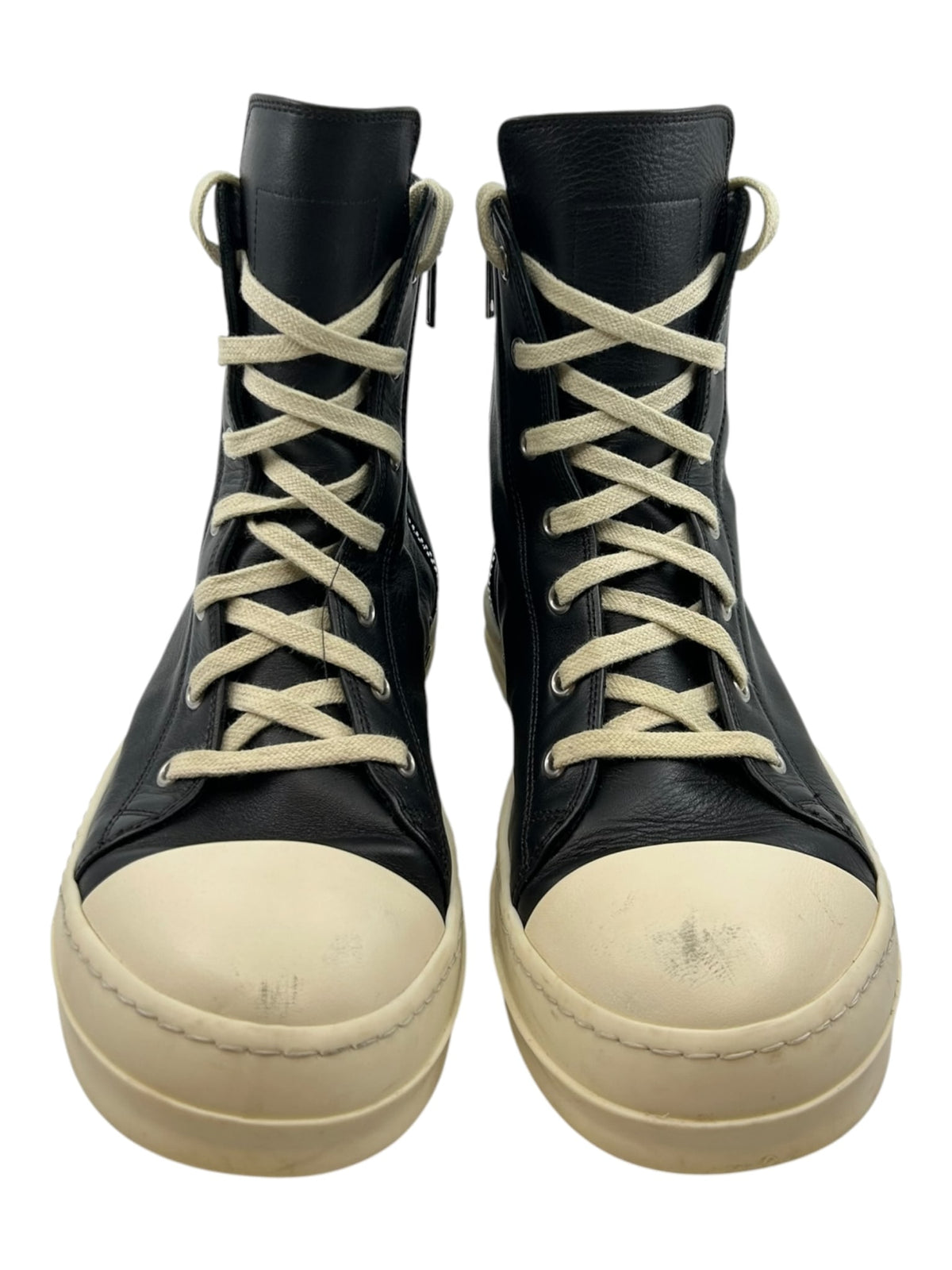 Rick Owens Ramones Leather High Top Black Cream