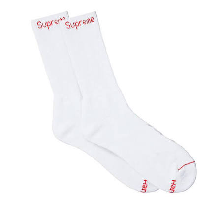 Supreme Hanes Crew Single Sock Pair White