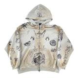 Balenciaga Tattoo Zip Up Hoodie White
