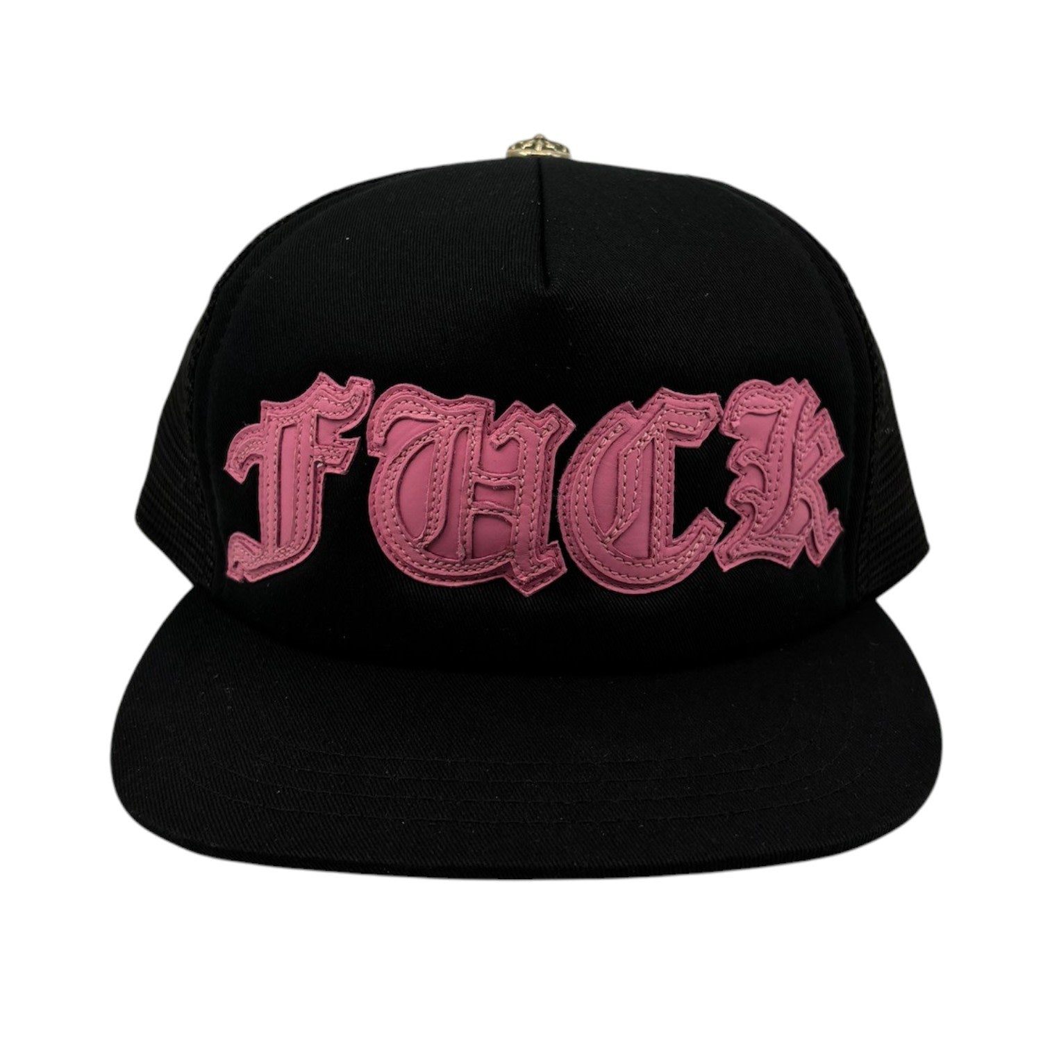 Chrome Hearts F*ck Leather Patch Trucker Hat Black/Pink