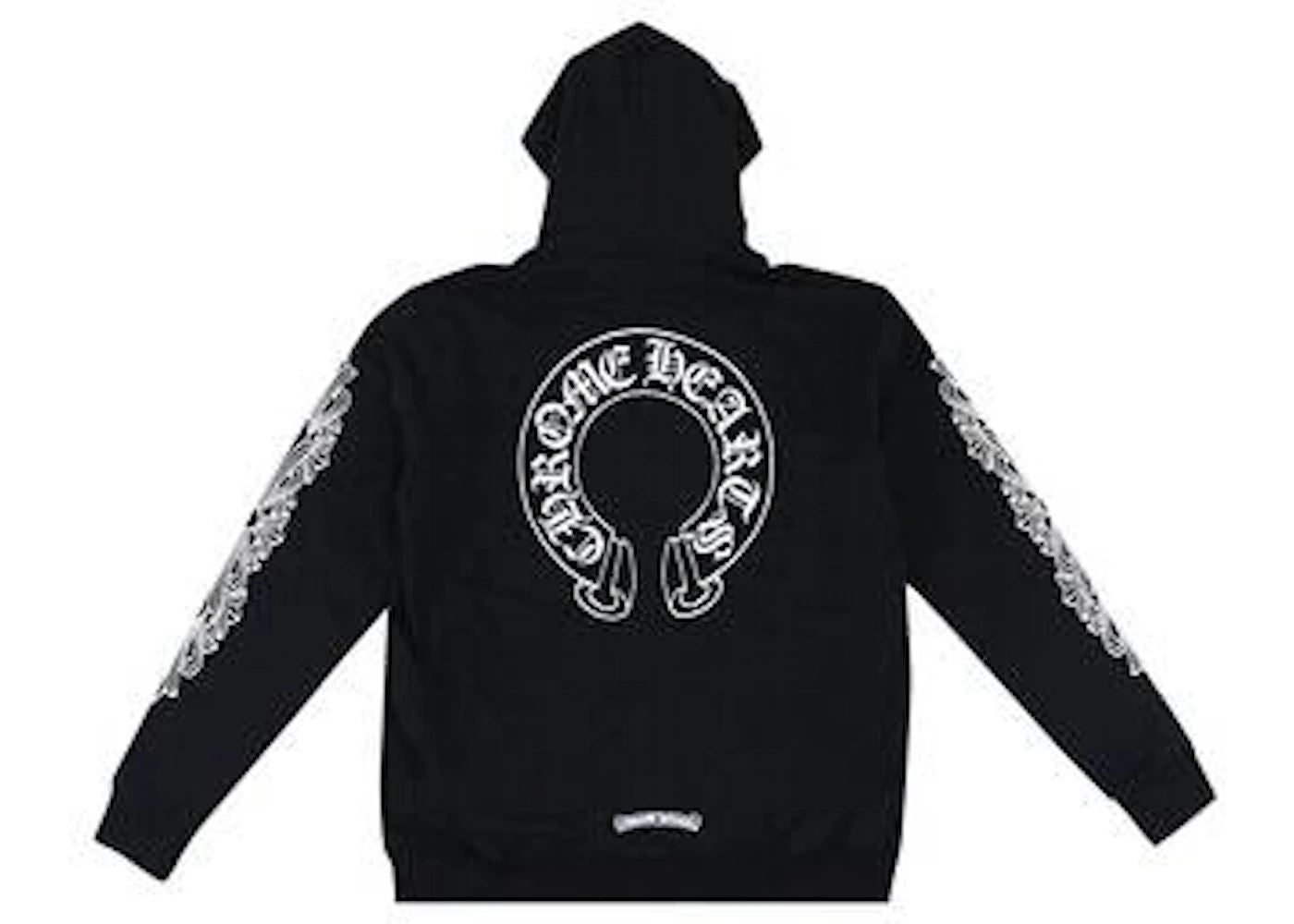 Chrome Hearts Horseshoe Therma-Lined Floral Cross Sleeve Zip Up Hoodie Black/White