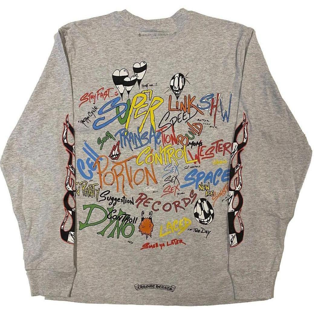 Chrome Hearts Matty Boy Brain L/S T-shirt Heather Grey - Lightly Worn
