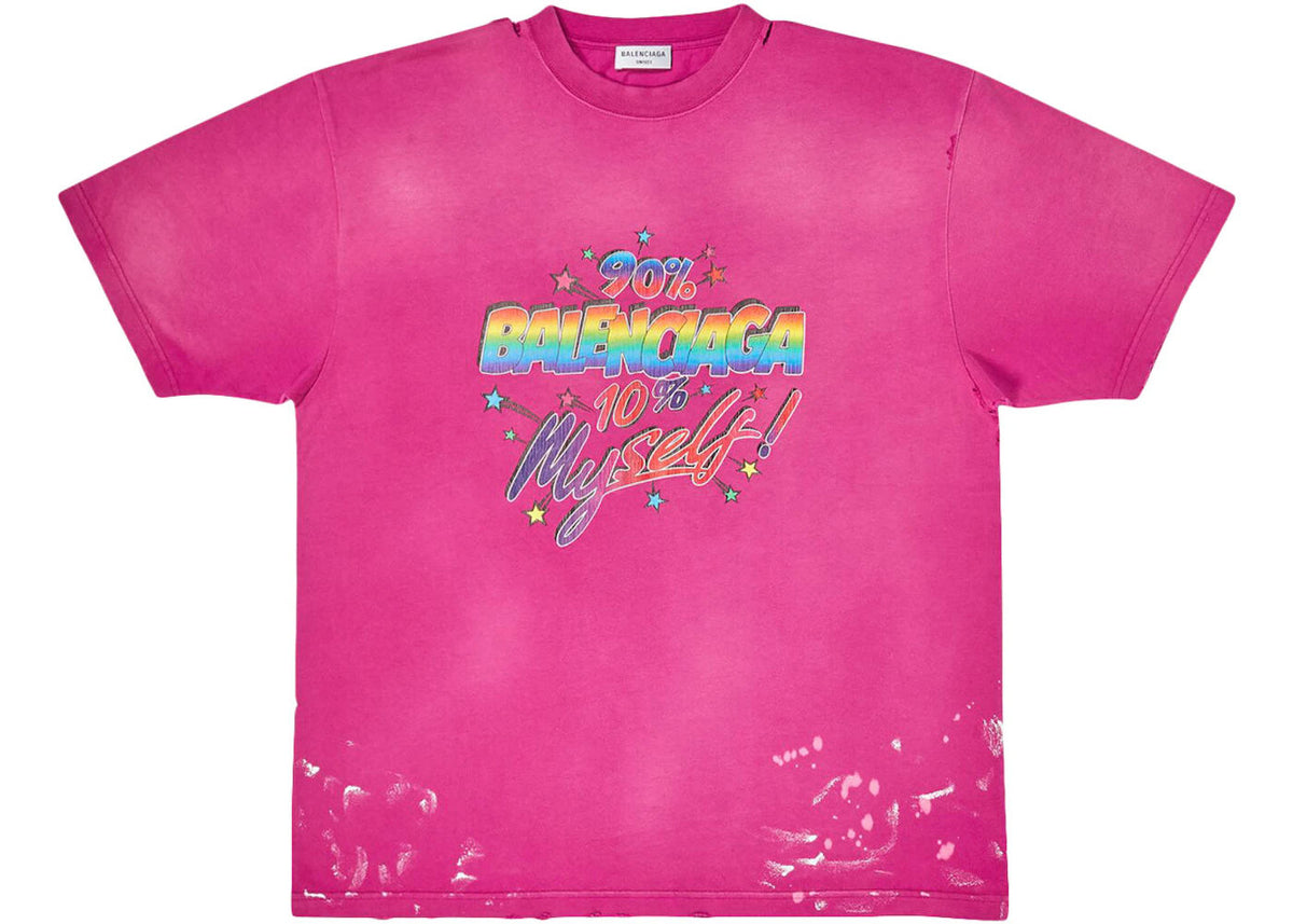 Balenciaga Women's 90/10 Large Fit Vintage T-Shirt Dark Pink