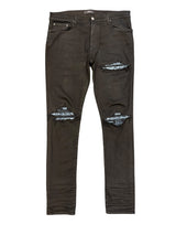 Amiri MX1 Blue Glitter Ribbed Jeans Black