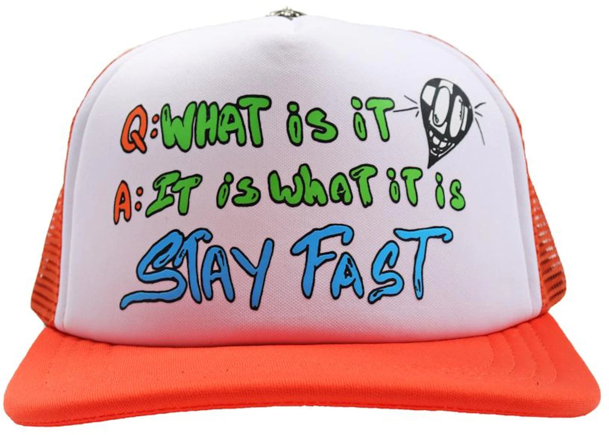 Chrome Hearts Matty Boy Sex Records It Is What It Is Trucker Hat Orange/White