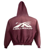 Hellstar Logo Zip Up Hoodie Maroon