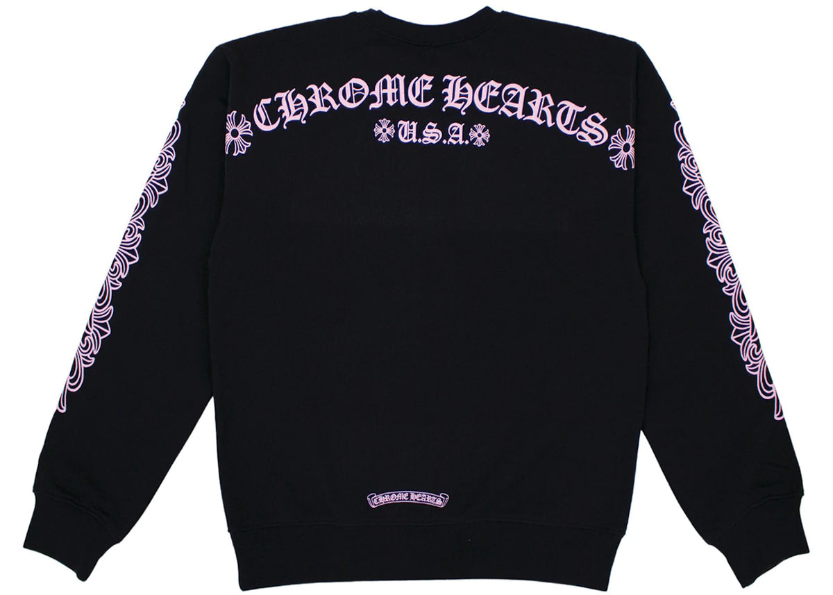 Chrome Hearts Matty Boy Shoulder Logo Crewneck Black/Pink