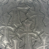 Chrome Hearts Cemetary Cross Leather Stitched Trucker Hat Black