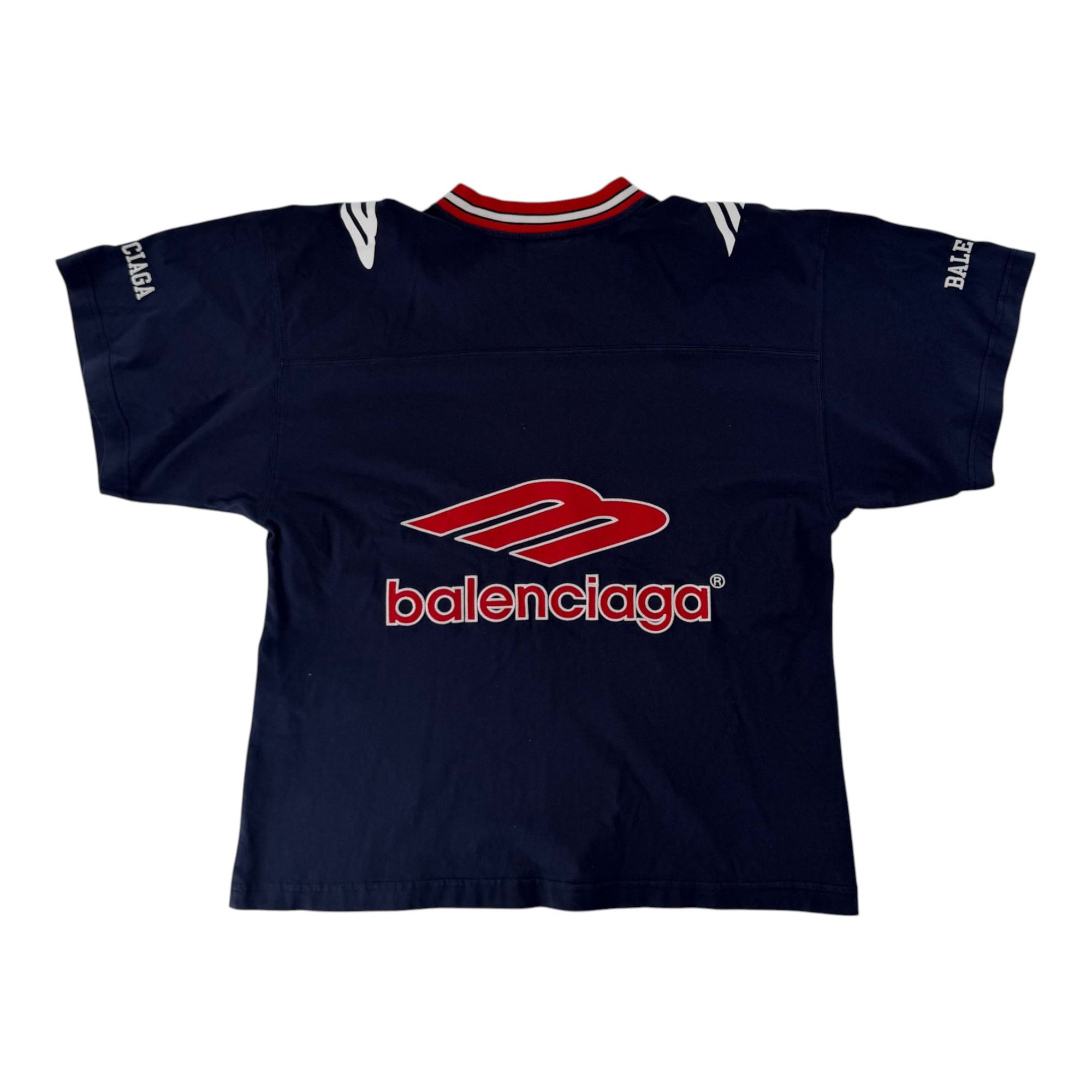 Balenciaga 3b Football V-neck Shirt Oversized Dark Navy