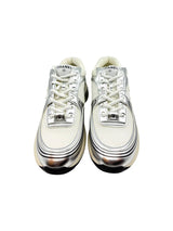 Chanel CC Logo Sneaker White Silver