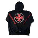 Chrome Hearts Made In Hollywood Plus Cross Zip Up Hoodie Black Red