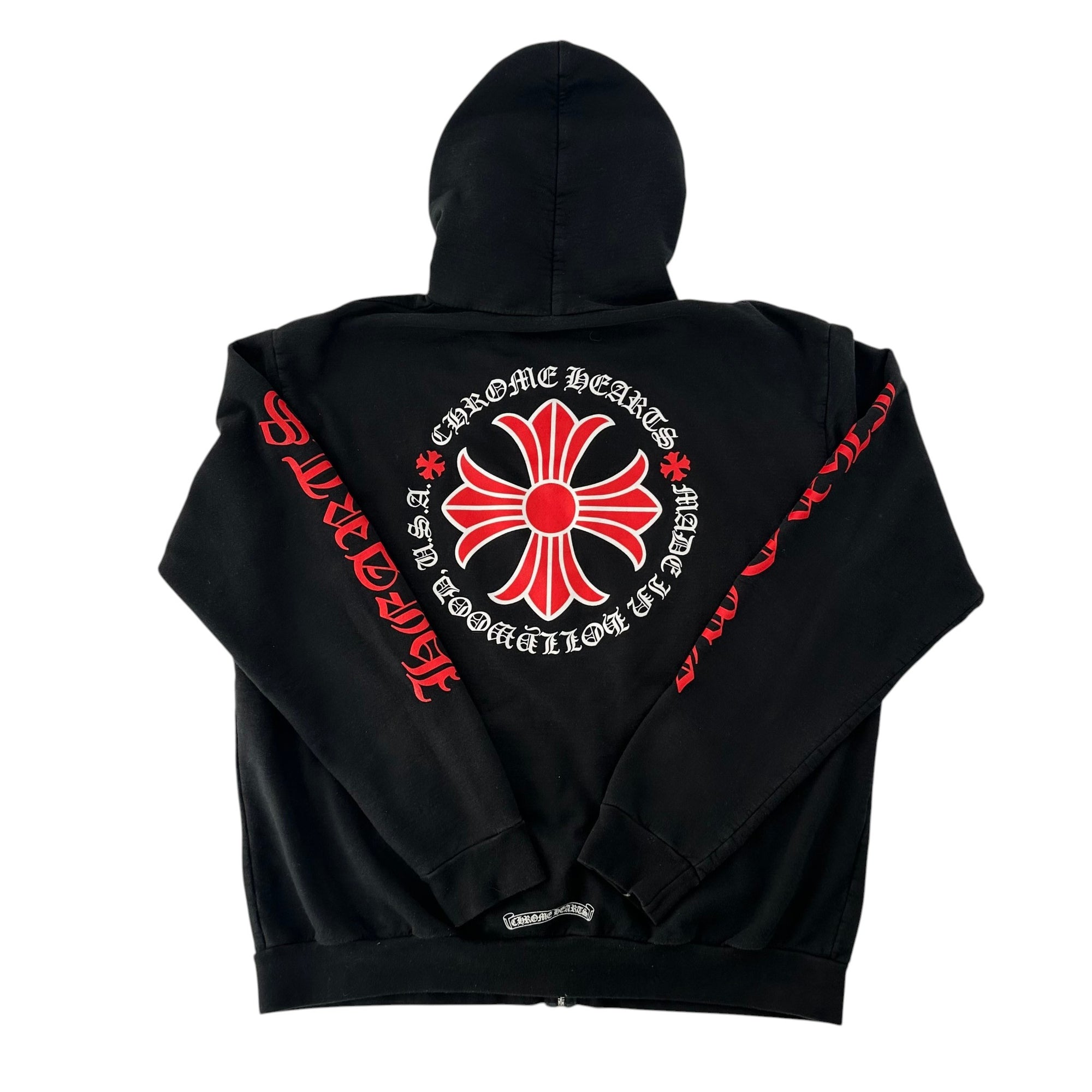 Chrome Hearts Made In Hollywood Plus Cross Zip Up Hoodie Black Red